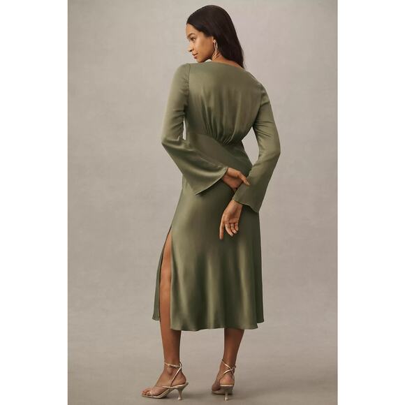 BHLDN Anthropologie Avani Olive Gown Maxi Dress Size M - Picture 2 of 8